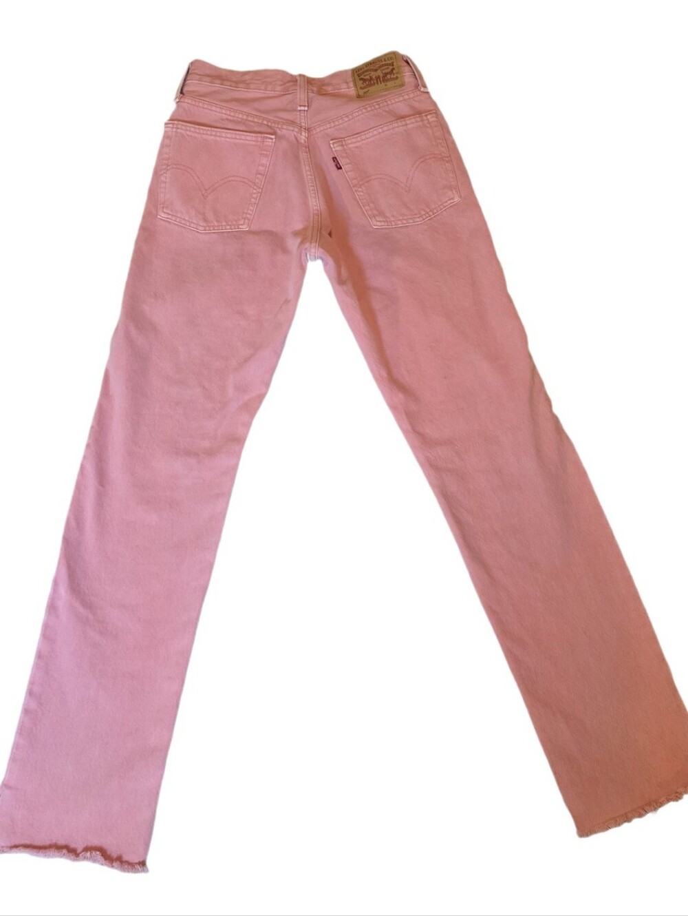 Levi's 501 Cropped Straight Leg Jeans Scraped Pale Mauve Pink 24x30 EUC - Picture 8 of 15